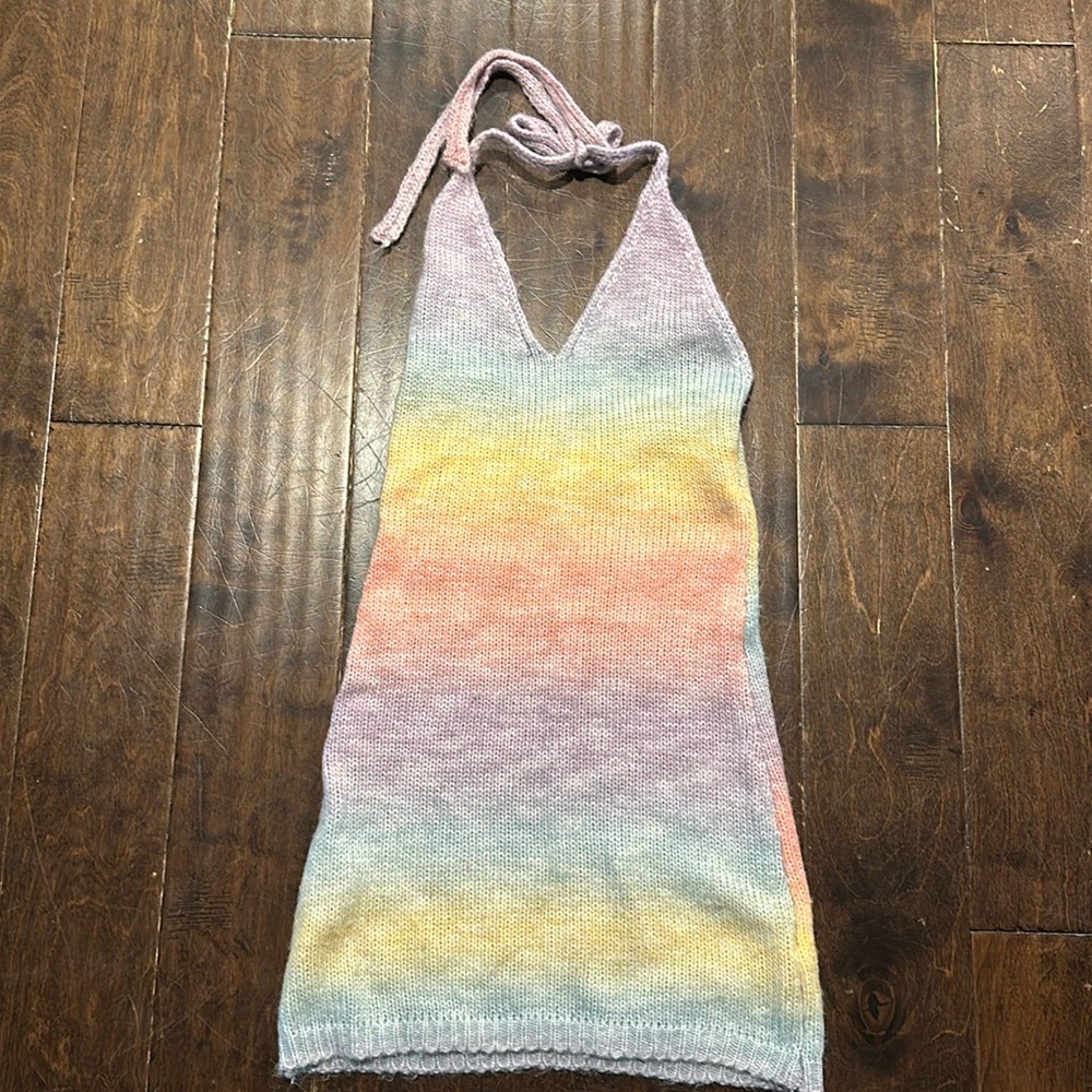 princess polly halter rainbow sweater dress